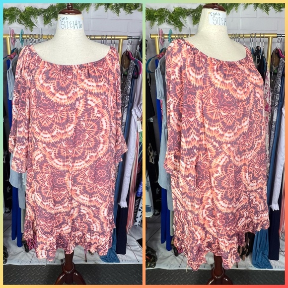 👗NWT🤩 |•ZAC & RACHEL•| Pretty Sunburst Graphic Print Loose Fitting Dress - Picture 1 of 9